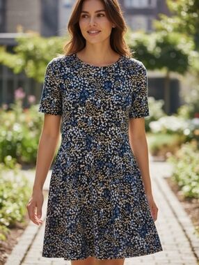 Women's Michael Kors Black Gold Floral Mini Dress S NWT